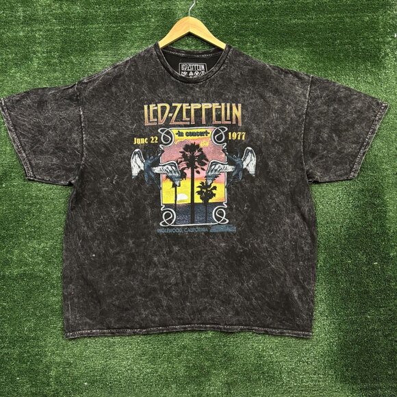 Led Zeppelin In Concert 1977 Rock Band Mineral Wash Oversized T-Shirt L/XL - Picture 1 of 4